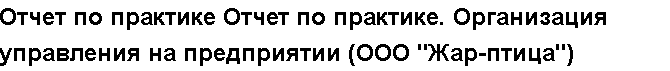 Учебная работа №   10722.  "Отчет по практике Отчет по практике. Организация управления на предприятии (ООО "Жар-птица")