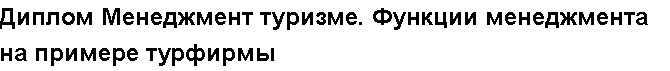 Учебная работа №   10795.  "Диплом Менеджмент  туризме. Функции менеджмента на примере турфирмы