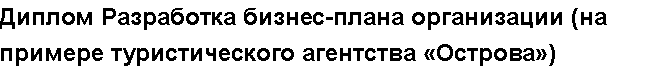 Учебная работа №   13381.  "Диплом Разработка бизнес-плана организации (на примере  туристического агентства  «Острова»)