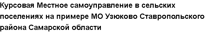 Учебная работа №   10516.  "Курсовая Местное самоуправление в сельских поселениях на примере МО Узюково Ставропольского района Самарской области