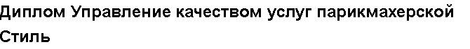 Учебная работа №   11462.  "Диплом Управление качеством услуг парикмахерской Стиль