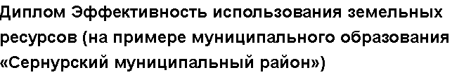 Учебная работа №   11738.  "Диплом Эффективность использования земельных ресурсов (на примере муниципального образования «Сернурский муниципальный район»)